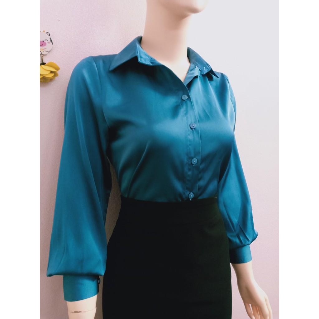Áo kiểu nữ lụa Bóng Hàn chất mát
