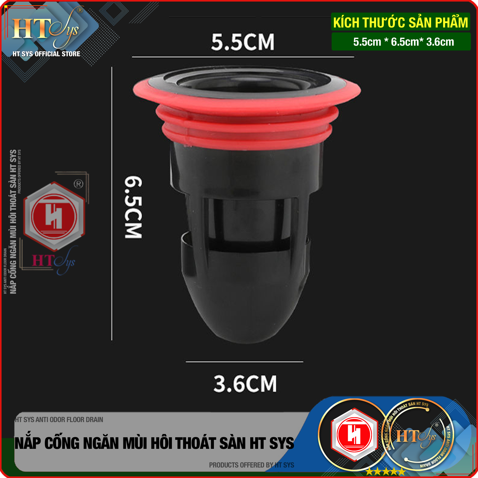 Phụ kiện ngăn mùi cống thoát nước nhà tắm - HT SYS - Ngăn mùi hôi - Ngăn nước trào ngược - Ngăn côn trùng xâm nhập