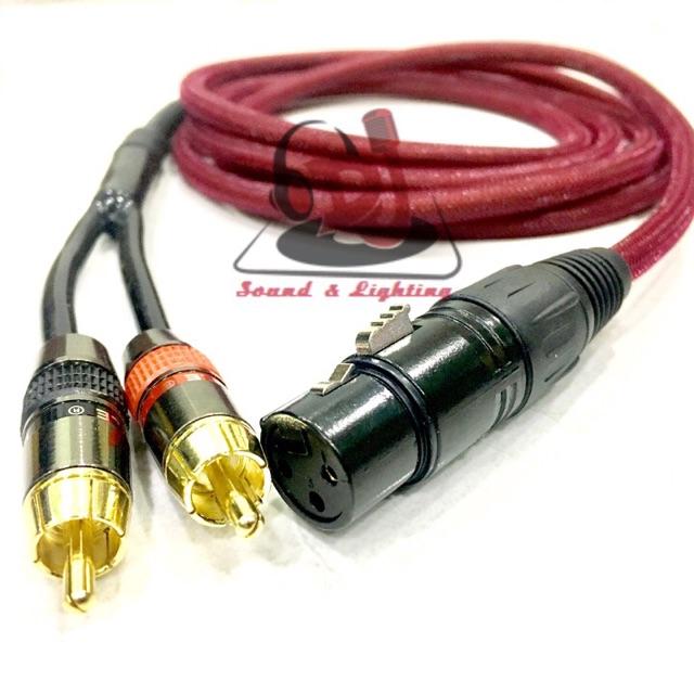 Dây Jack XLR ra 2 đầu jack RCA dây dài 1m dây tín hiệu vang số ra loa subwoofer