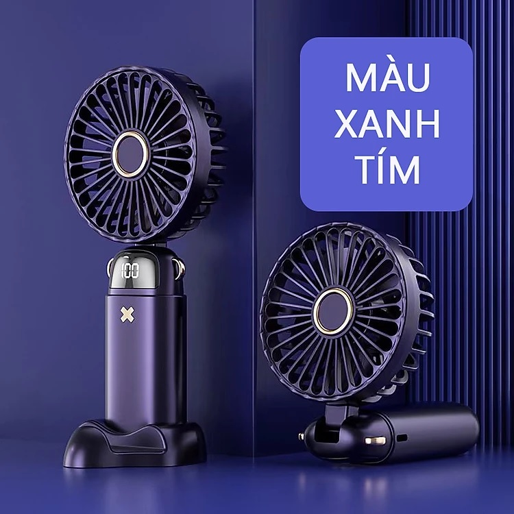 Quạt Mini Cầm Tay DS18 Gấp Gọn Để Bàn, Đeo Cổ, Sử Dụng Liên Tục Lên Đến 24 Tiếng, Pin Lithium Lõi Kép