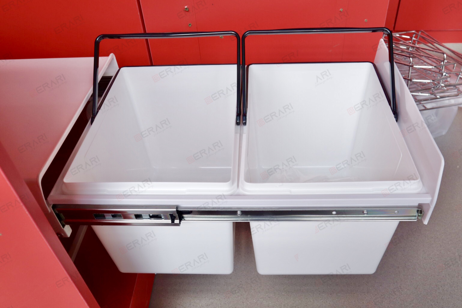 Thùng rác đôi âm tủ/gắn cánh ray giảm chấn, kích thước 400 mã GAC thương hiệu Gerari