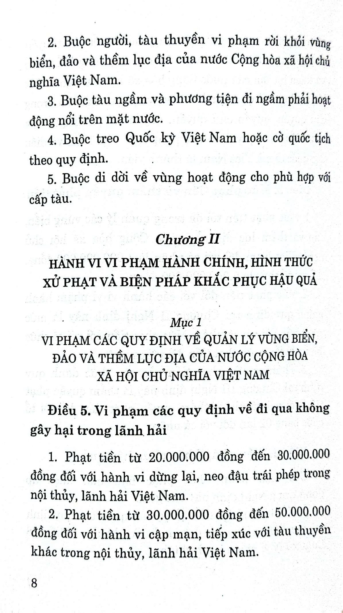 Quy định về xử phạt vi phạm hành chính trên các vùng biển, đảo và thềm lục địa của nước Cộng hòa xã hội chủ nghĩa Việt Nam