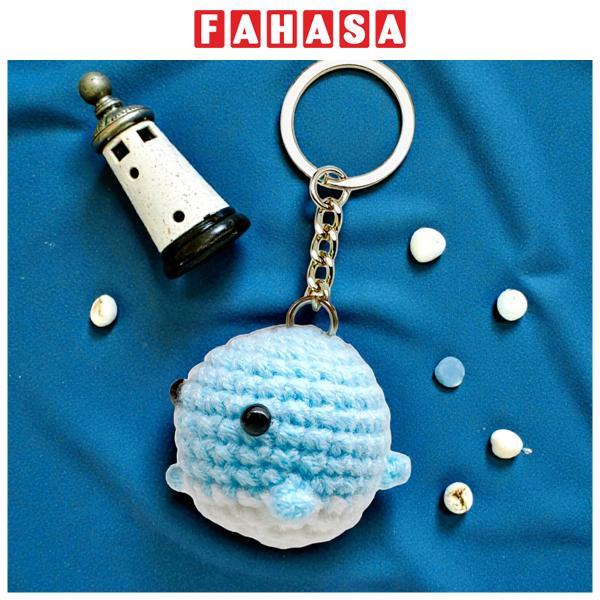 Móc Khoá Len Thủ Công Hình Cá Heo - Màu Xanh Dương Nhạt