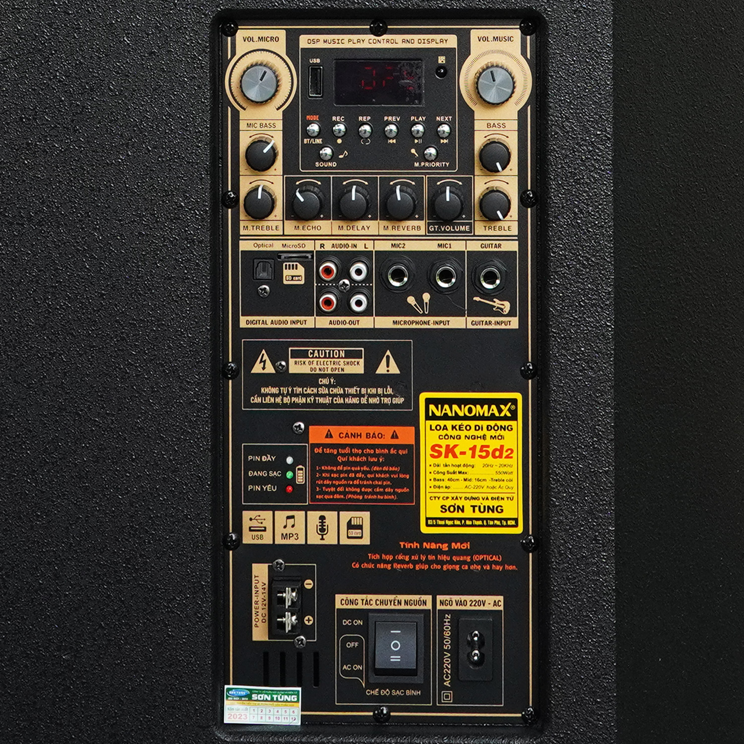 Loa Kéo Nanomax SK-15D2 Vàng Bass 40cm Công Suất 550w Karaoke Bluetooth Hàng Chính Hãng