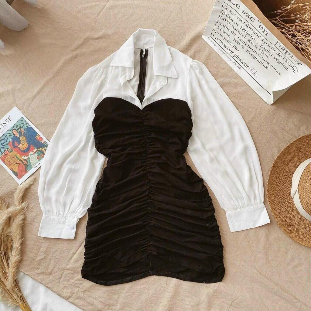 Đâm Ôm Nhún Eo Tay Dài Phối Voan Siêu Xinh Tôn Dáng