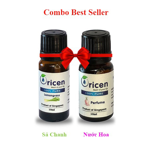 Combo Best Seller 2 chai tinh dầu Oricen 10ml - Sả Chanh + Nước Hoa 