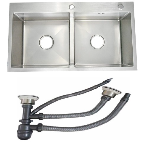 Chậu rửa chén bát 2 hố cân inox cao cấp
