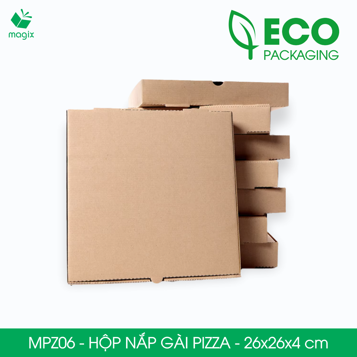 MPZ06 - 26x26x4 cm - 20 Hộp nắp gài pizza đa dụng - Hộp nắp gập, hộp carton gói hàng, hộp quà