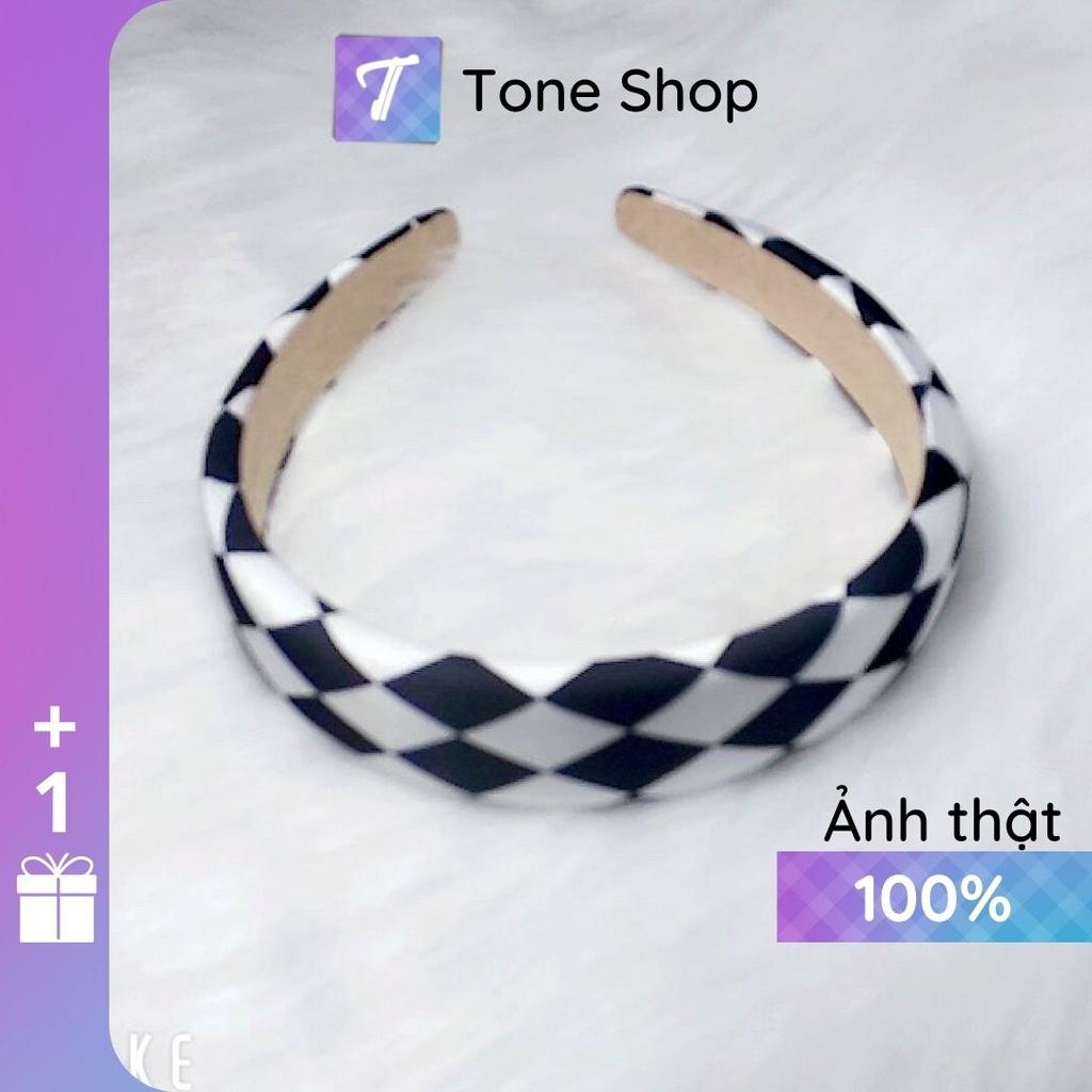 Băng đô cài tóc bản to họa tiết caro thương hiệu Tone Shop - B374