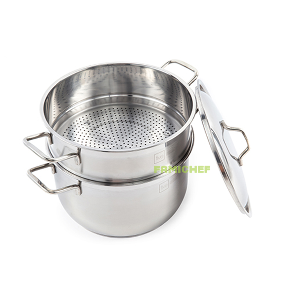 Bộ nồi xửng 3 đáy nắp inox Fivestar FSNX26001. 26cm