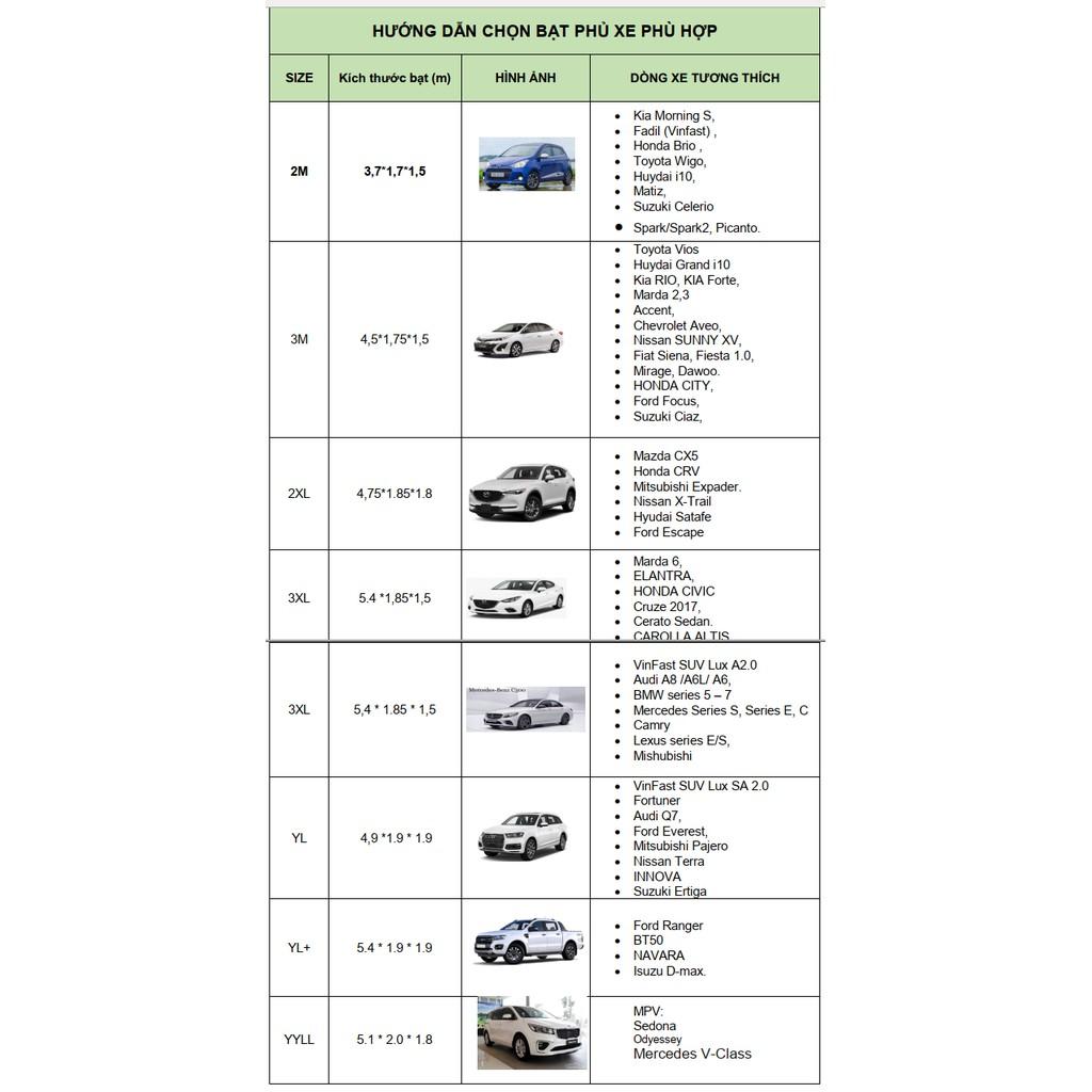 Bạt phủ xe ô tô, xe hơi chất liệu Oxford - Bạt trùm xe ô tô dày 3 lớp