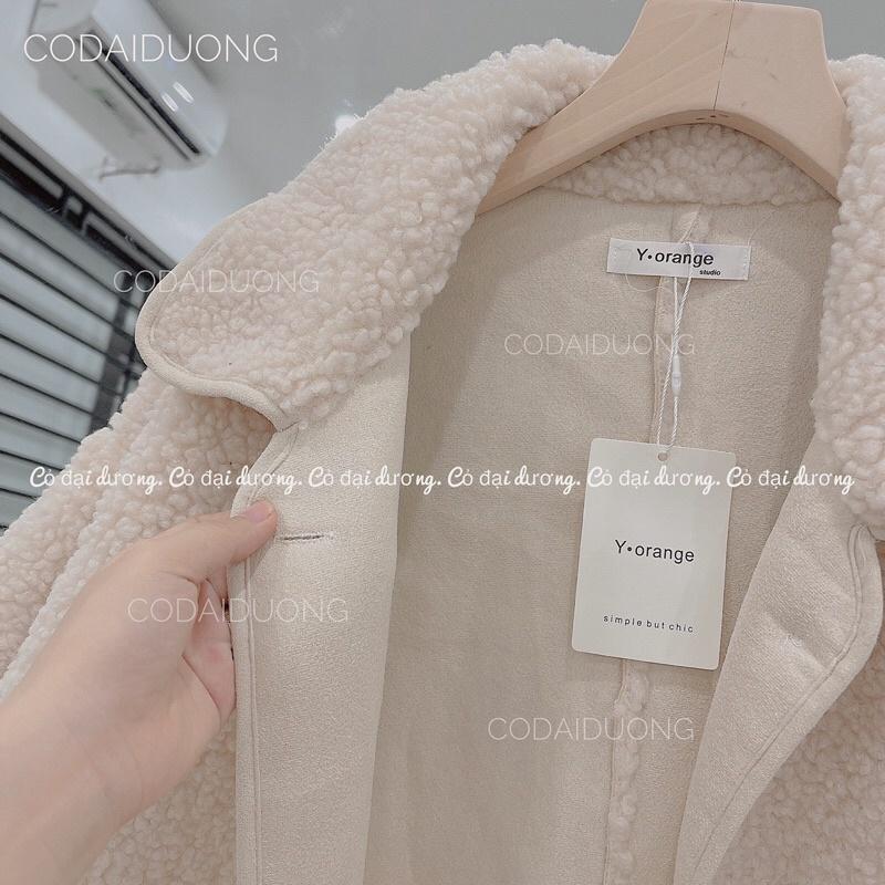 Áo khoác lông dáng dài túi nắp