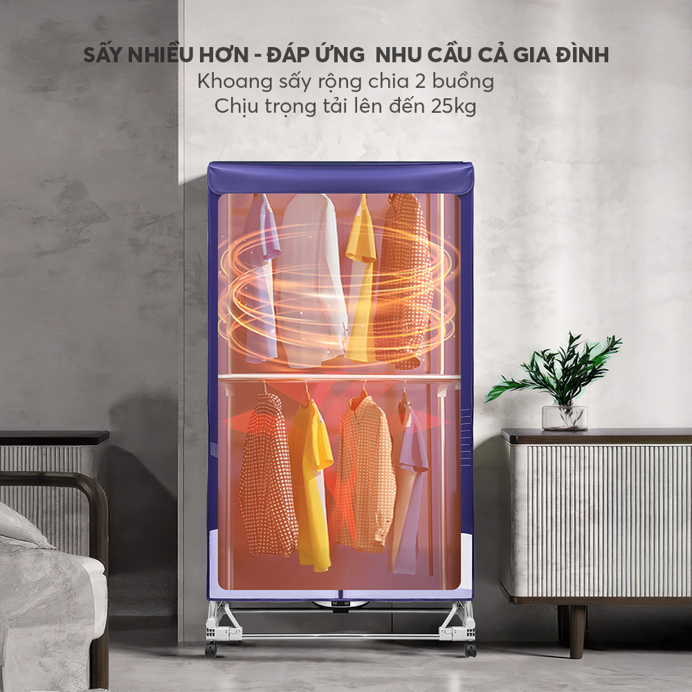 Tủ Sấy Quần Áo Elmich CDE1296, Hàng Chính Hãng, Chịu Tải 25kg, Thiết Kế 2 Tầng - JoyMall