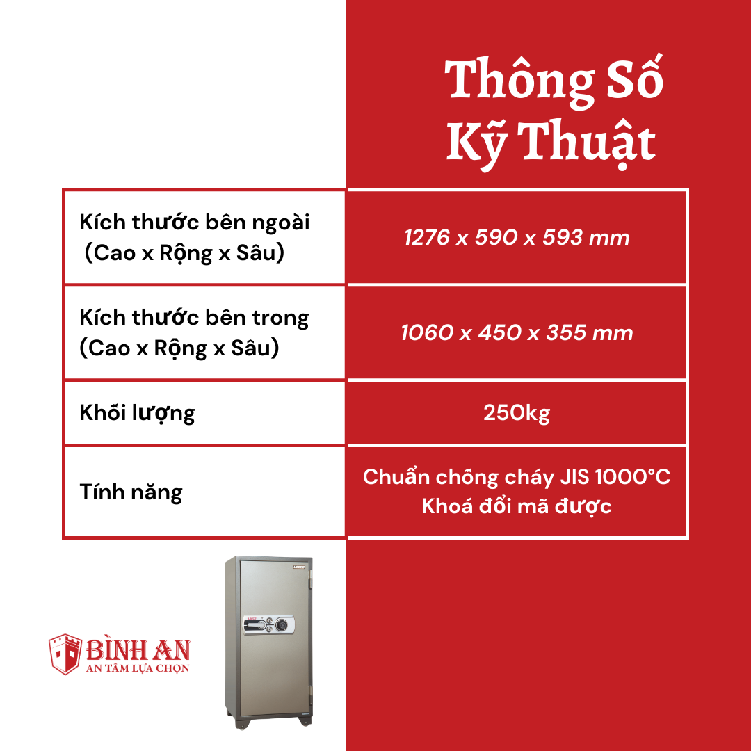 Két Sắt LEECO 702 Nhập Khẩu Thái Lan Chống Cháy Chuẩn JIS 120 Phút Khoá Bảo Mật Cao Cấp Cho Gia Đình Và Văn Phòng - Hàng Chính Hãng
