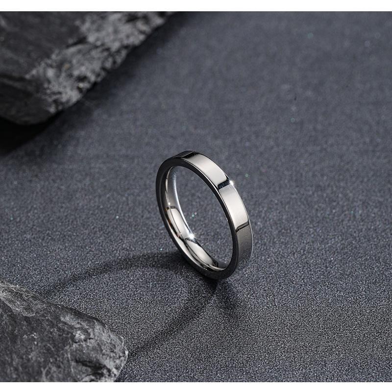 Nhẫn Tròn Unisex Thời Trang Nam Nữ Titan - Nhẫn Trơn Plain Ring Màu Bạc Không Gỉ - Plain Ring - Maxshopdoc