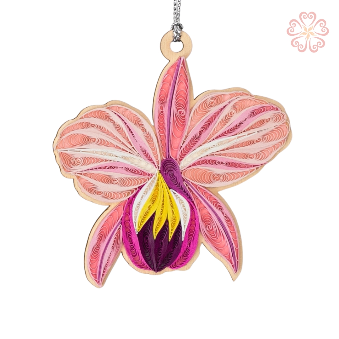 Ornament Nghệ Thuật Làm Thủ Công Từ Giấy Xoắn Size 6.5x6.5 Model Hoa Lan