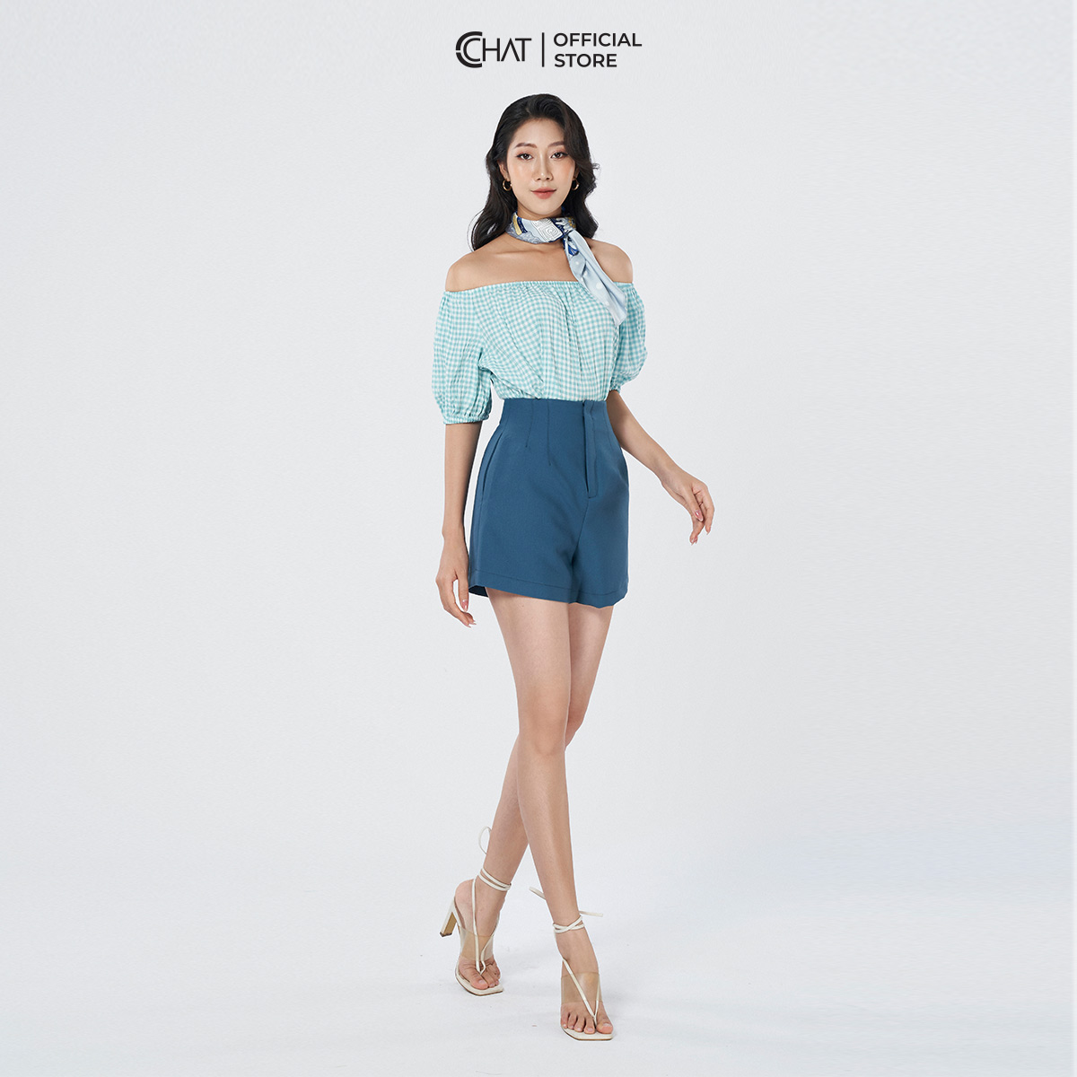 Áo Kiểu Nữ CCHAT Trễ Vai Tay Phồng Lỡ Chất Đũi Mềm Mát Phong Cách Trẻ Trung 12AND5002ST