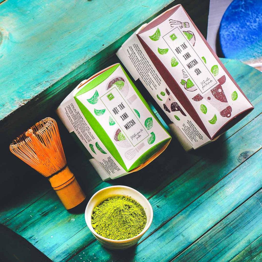 Bột trà xanh nguyên chất Nhật Bản matcha sữa túi 12g Matchi Matcha, hộp, 16 túi, mẫu hanko