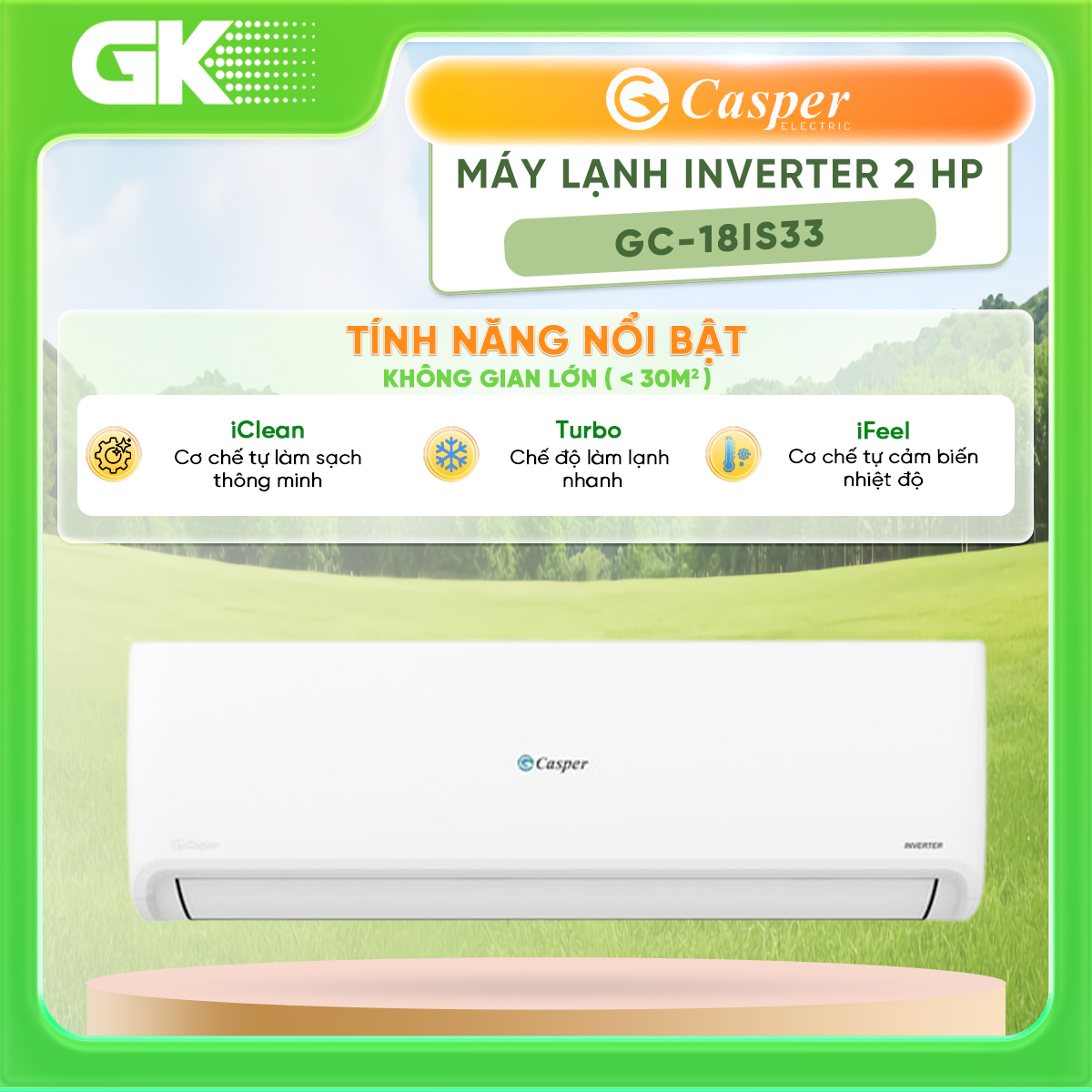 Máy lạnh Casper 2.0hp inverter GC-18IS33 - Hàng chính hãng( Chỉ giao HCM)