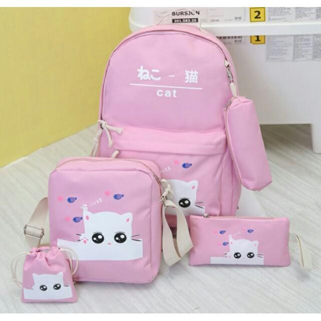 Bộ 5 Ba lô Mèo Cat,Balo Vải ,Balo,Baloteen,Balo Đi Học,Balo Hot,Balo Xinh,Balo Đa Năng,Balo Da,Balo KuteBalo, Balo Nu