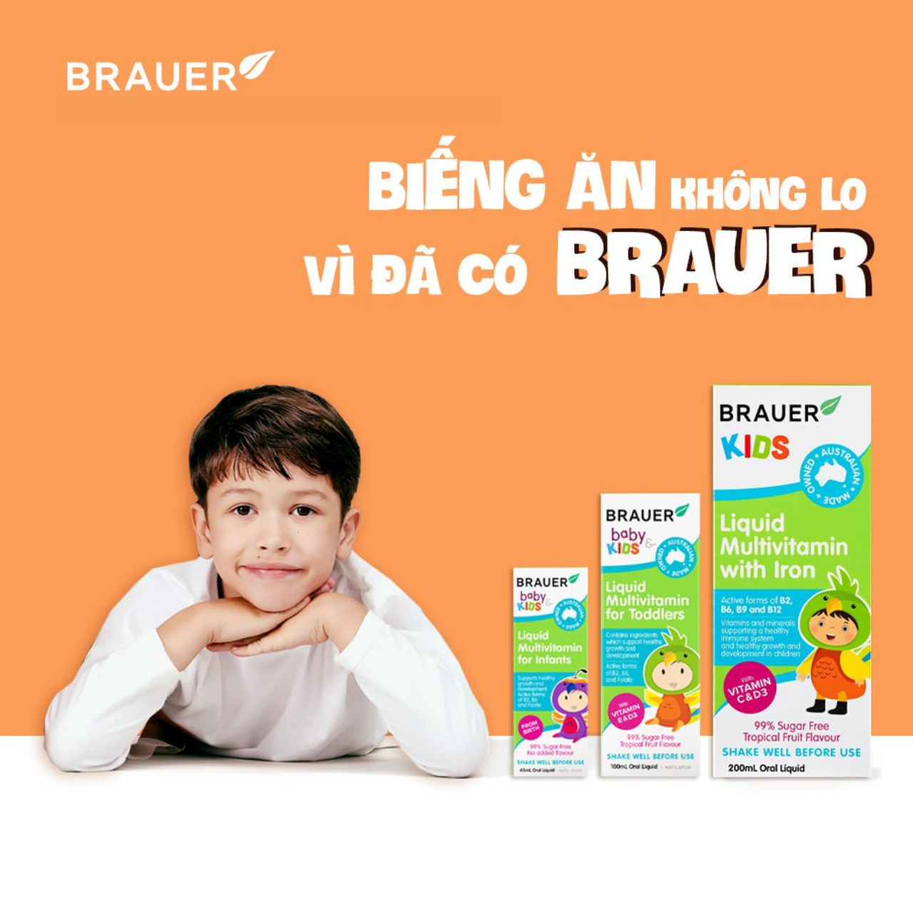 Hình ảnh Vitamin tổng hợp cho trẻ Brauer Multivitamin Úc hỗ trợ trẻ phát triển cân đối, tăng sức đề kháng, giảm biếng ăn, giúp trẻ ngủ ngon - OZ Slim Store