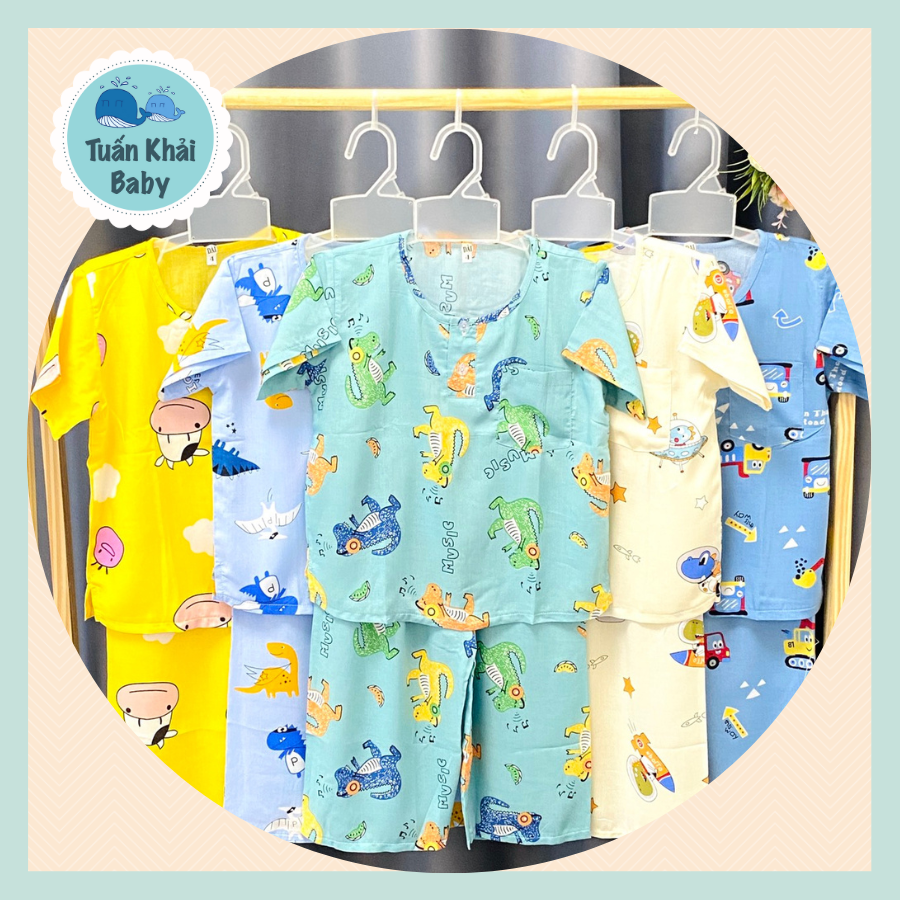 COMBO 3 Bộ Quần áo Tole lanh Bé Trai - Mẫu Tay Ngắn Quần Dài cài 2 nút trước - Size 2-12 cho bé 7-35kg -  Chất vải tole lanh 2 da loại 1 mềm mịn mát cho bé trai| Hàng Việt Nam | Đồ bộ bé trai |quần áo trẻ em| Đồ tôn trẻ em