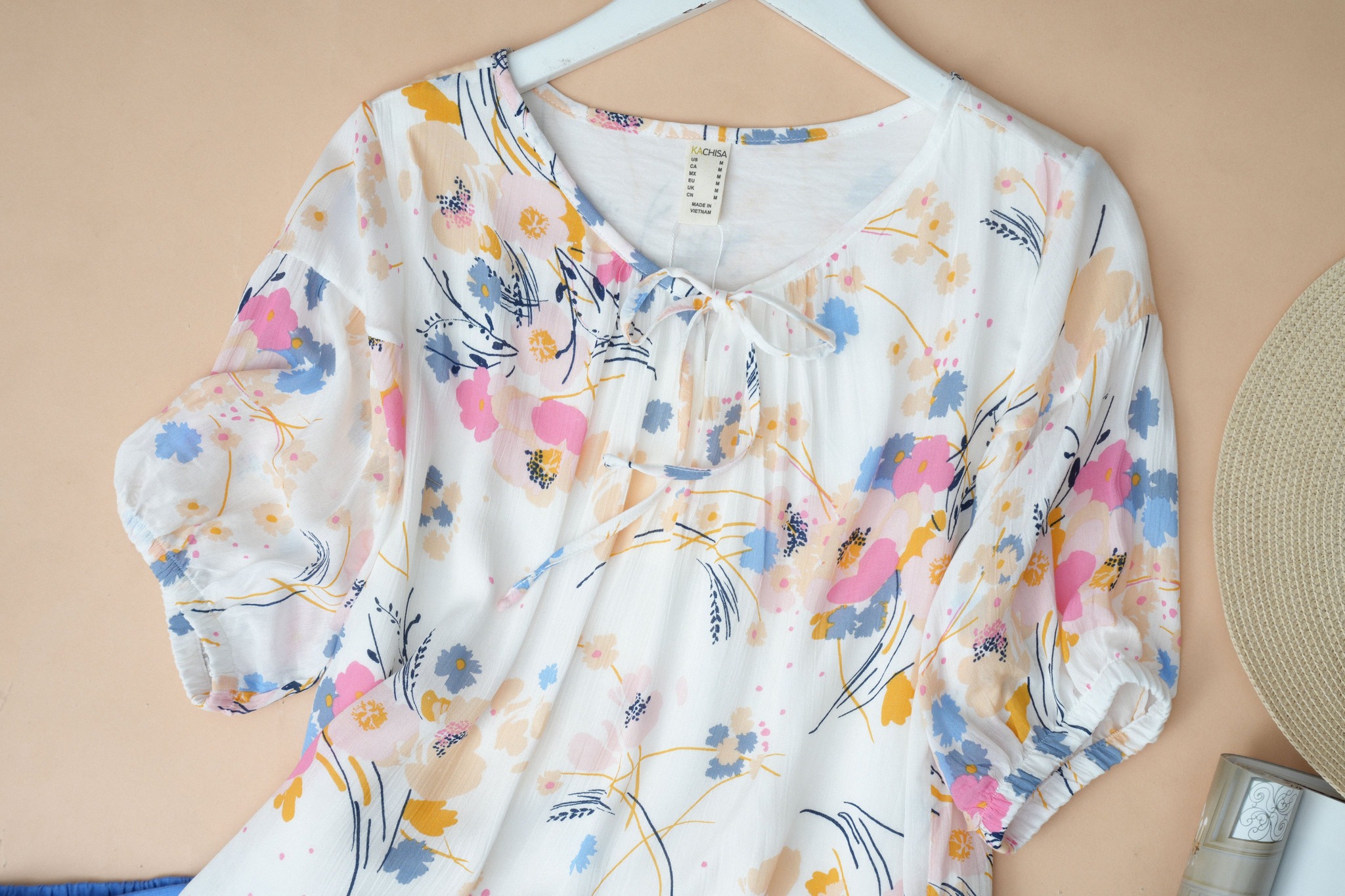 Áo tơ cotton KACHISA họa tiết hoa mùa hè
