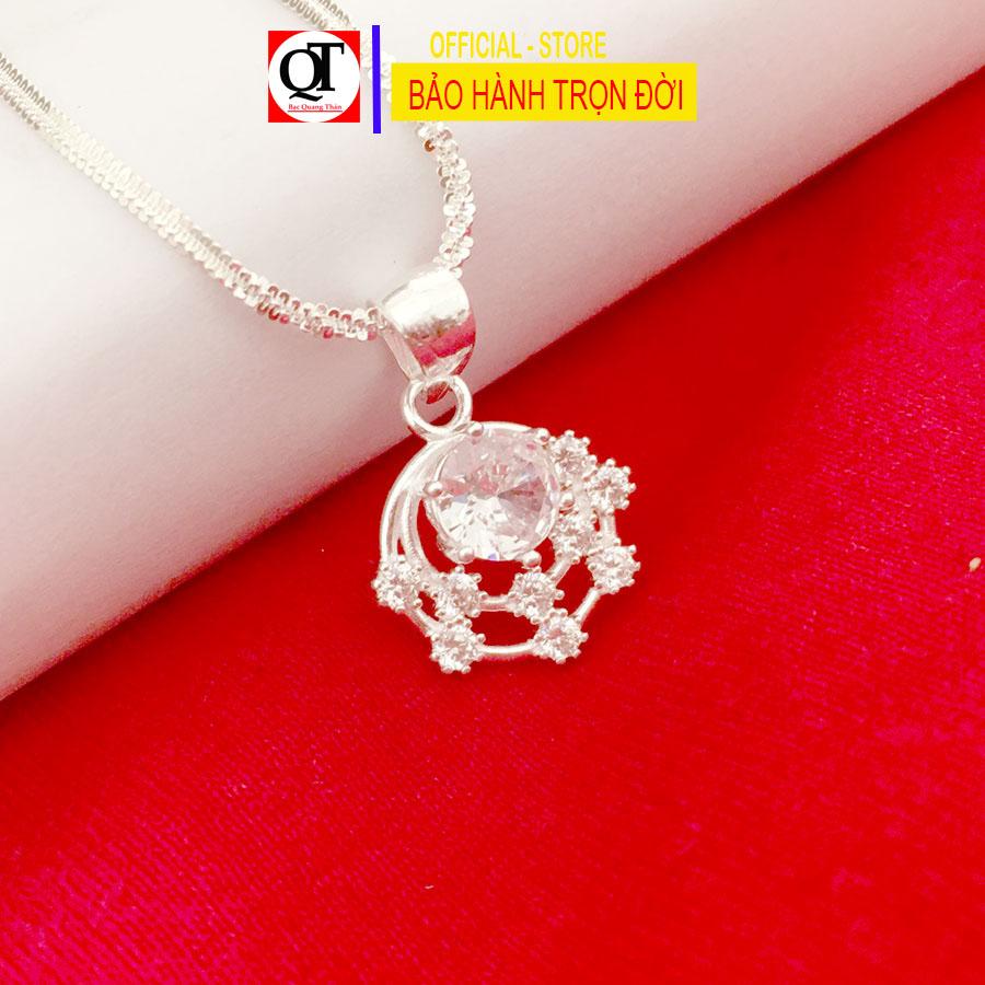 Dây chuyền nữ giá rẻ mặt dây phong cách trẻ trung đính đá zico cao cấp chất liệu bạc ta trang sức Bạc Quang Thản - QTBTS