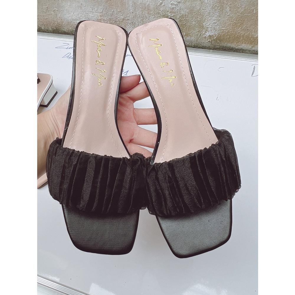xảkho 3ngày Guốc/ dép/ giày cao gót lụa cát gót vuông 4 phân- hottrend siêu xinh bèo 2 lớp phối meka form chuẩn- bèo 4f