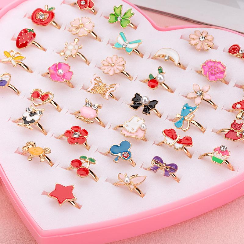 36 PC dễ thương vòng điều chỉnh trẻ em Girls giả vờ trang điểm đồ chơi trang điểm đồ trang sức pha lê