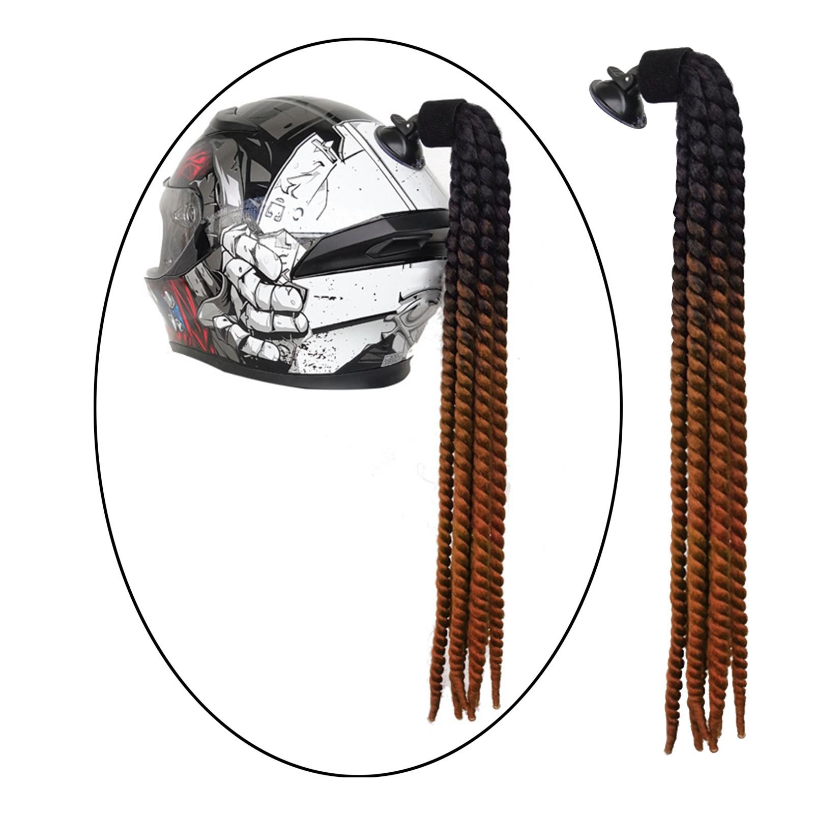 Helmet Pigtails Gradient Ramp Helmet Braids Ponytail Helmet Hair for Motorbike Motorcycle Helmet Braids Hair Tails