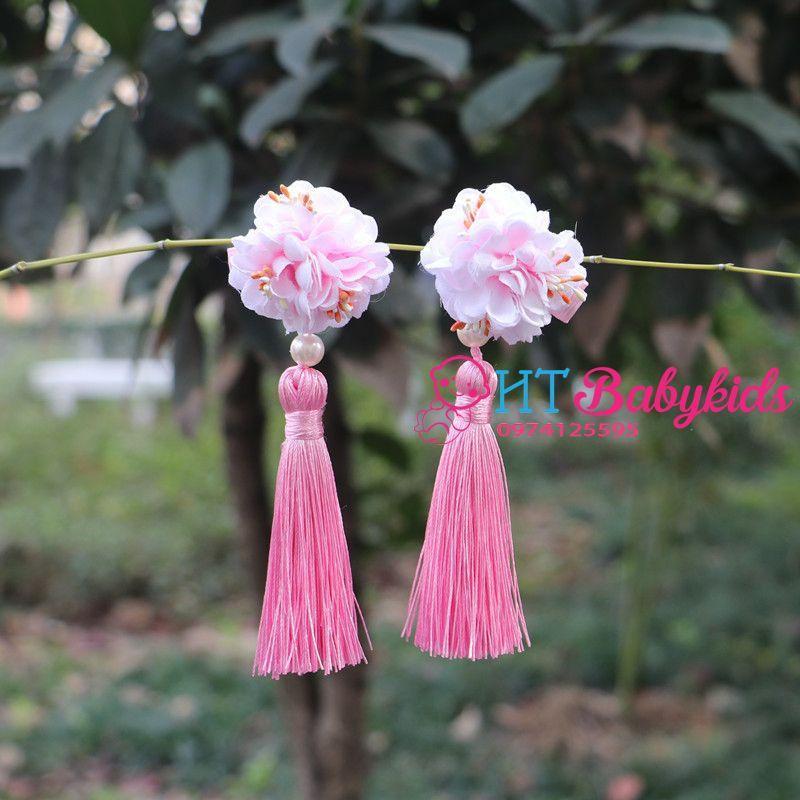 Set 2 Kẹp Tóc Hoa Tua Rua Phong Cách Trung Hoa Cổ Điển Cho Bé Gái