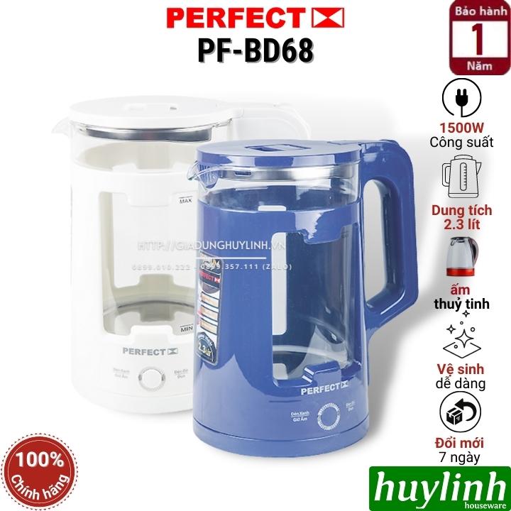 Bình – Ấm đun nước siêu tốc thuỷ tinh Perfect PF-IN19 – 1.8 lít – Hàng chính hãng PF-BD68 – BD68 xanh