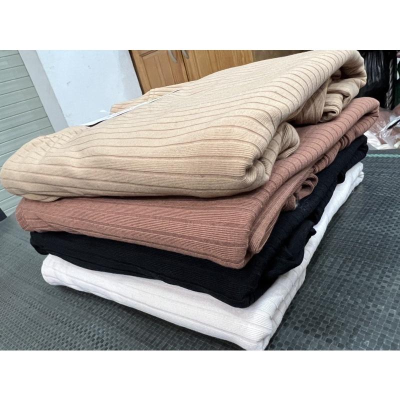 Váy len xuông len gân bo tay hai màu đen - nâu