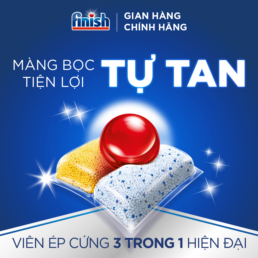 Combo Finish toàn diện: Bộ 3 túi viên rửa chén Quantum 27 viên + Nước làm bóng 500ml + Muối rửa chén bát 1kg