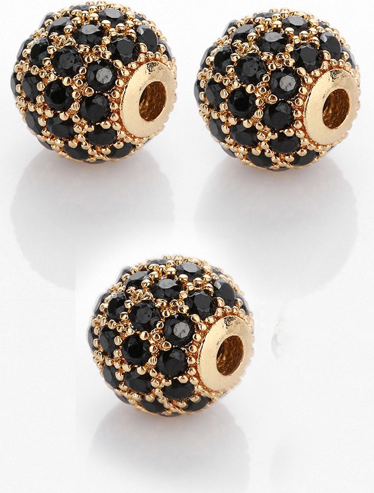 Combo charm hợp kim cầu đính đá đen xỏ ngang - Ngọc Quý Gemstones