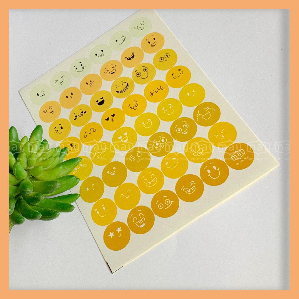 Sticker bế sẵn hình tròn nhiều chủ đề mặt cười, thú cưng, totoro, kawai set 47 hình/tờ A5