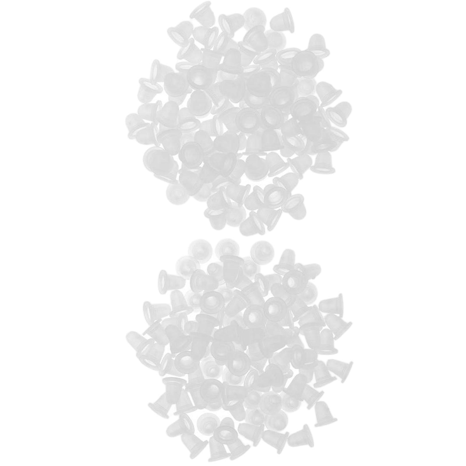200pcs Microblading Pigment Cup Caps Silicone Ink Holder Tattoo Supply