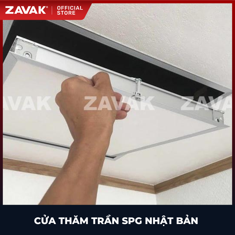 Nắp cửa thăm trần thạch cao 60x60cm SPG-68360 - Nhật Bản, Khung nhôm có bản lề mở thả xuống, sơn tĩnh điện màu Trắng.