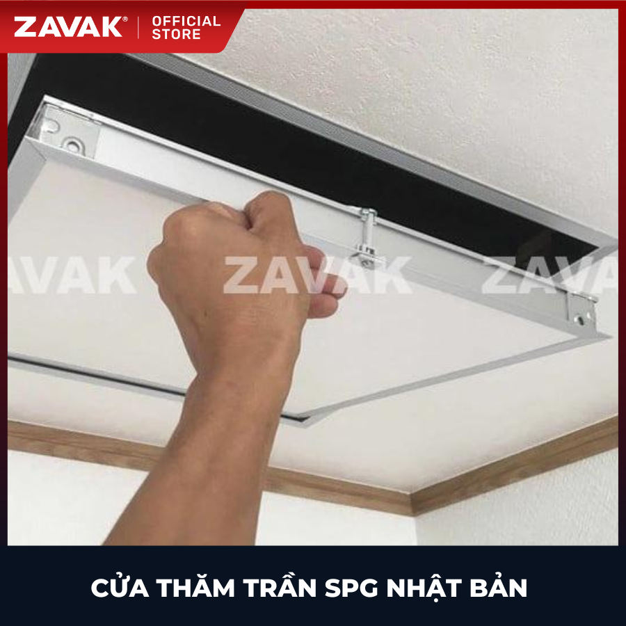 Nắp cửa thăm trần thạch cao 45x45cm SPG-68345 - Nhật Bản, Khung nhôm có bản lề mở thả xuống, sơn tĩnh điện màu Trắng.