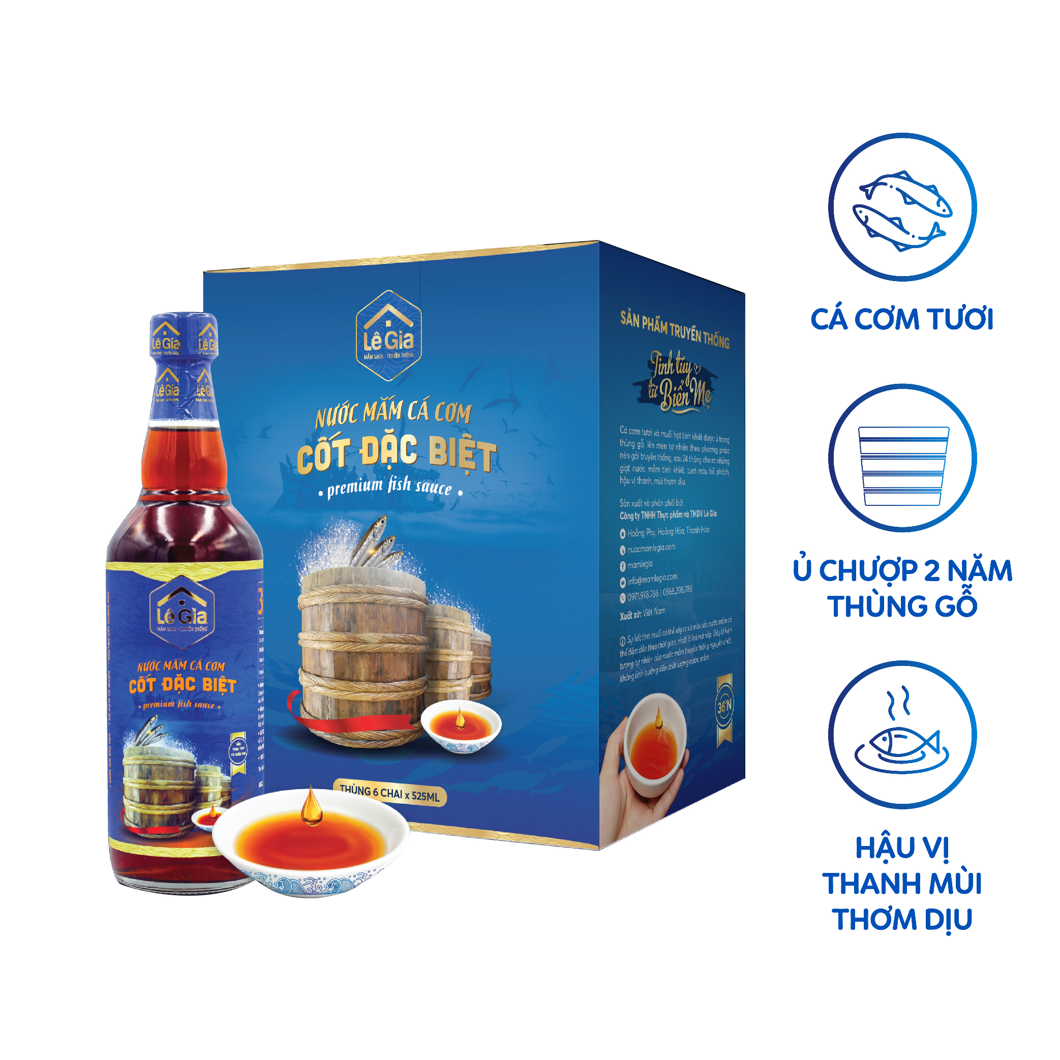 Combo Thùng 06 Chai Nước Mắm Cốt Đặc Biệt Lê Gia