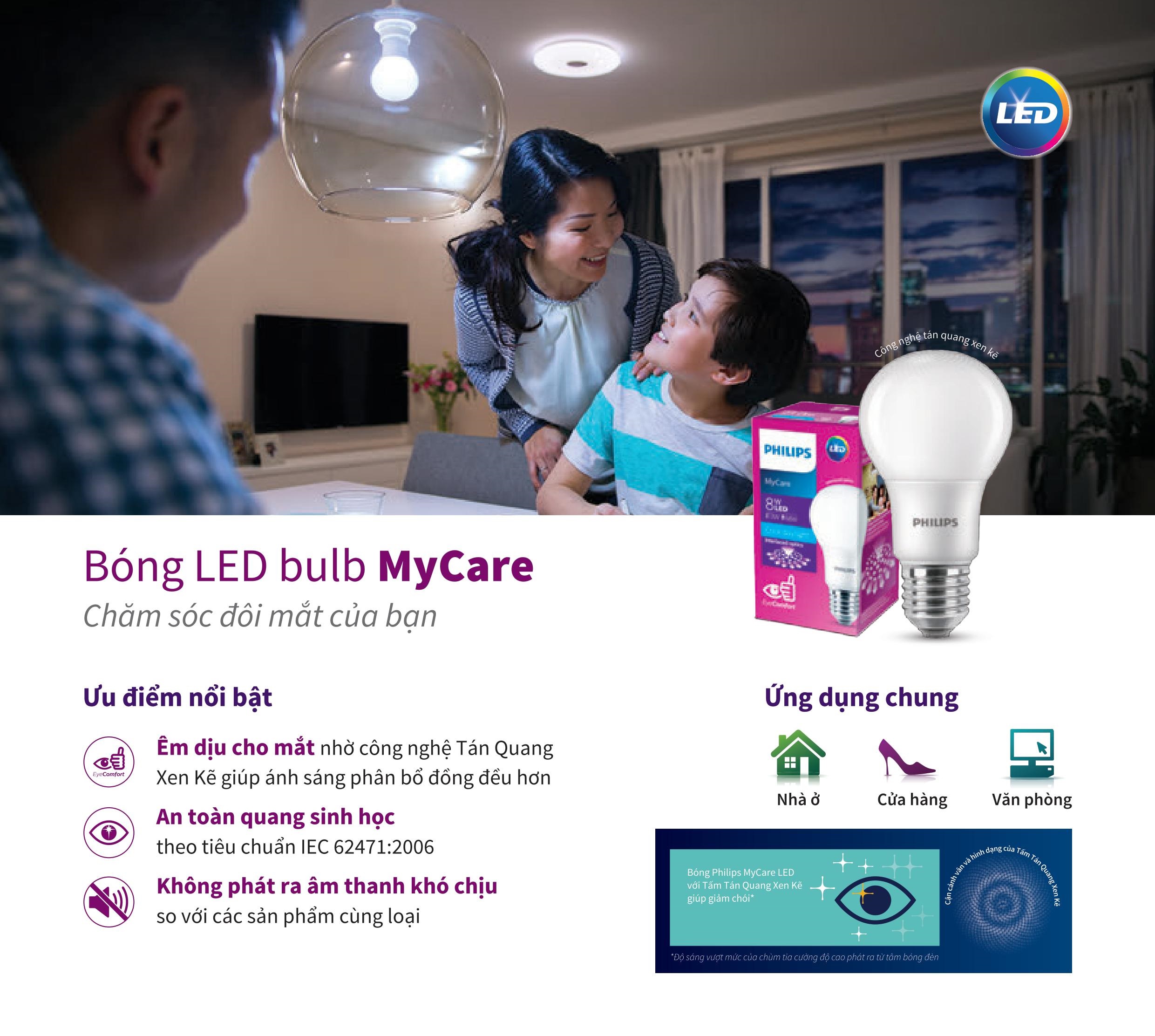 COMBO 4 BỘ - BÓNG ĐÈN LED BULB PHILIPS MYCARE 12W E27 A60 ( TIẾT KIỆM ĐIỆN NĂNG - CHẤT LƯỢNG SÁNG CAO ) – HÀNG CHÍNH HÃNG