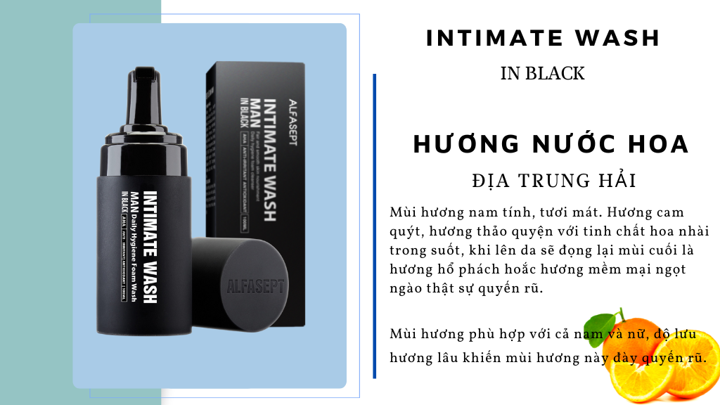 Bọt vệ sinh nam cao cấp hương nước hoa tinh khiết ALFASEPT INTIMATE WASH FOR MEN IN BLACK FOR MEN Chai 100ml