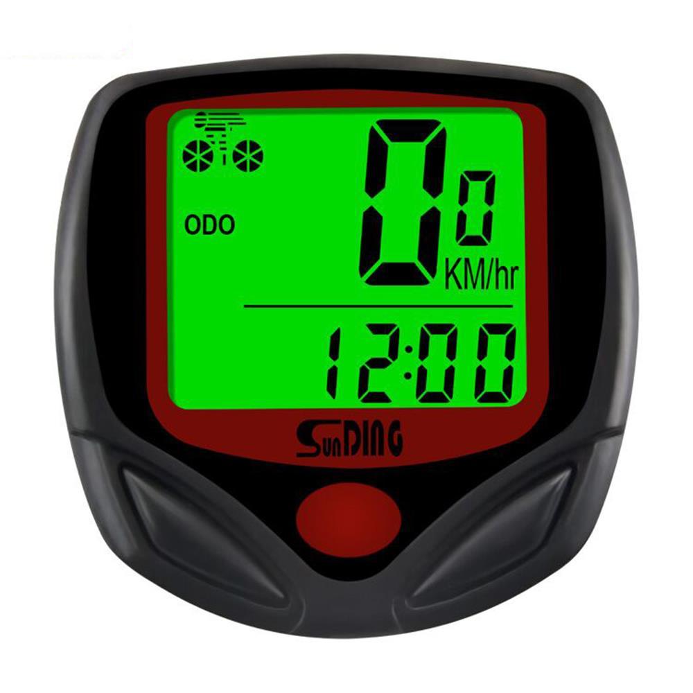 Máy đo tốc độ đi xe đạp có dây Sunding Màn hình LCD cho xe đạp leo núi với đèn nền màu xanh lá cây