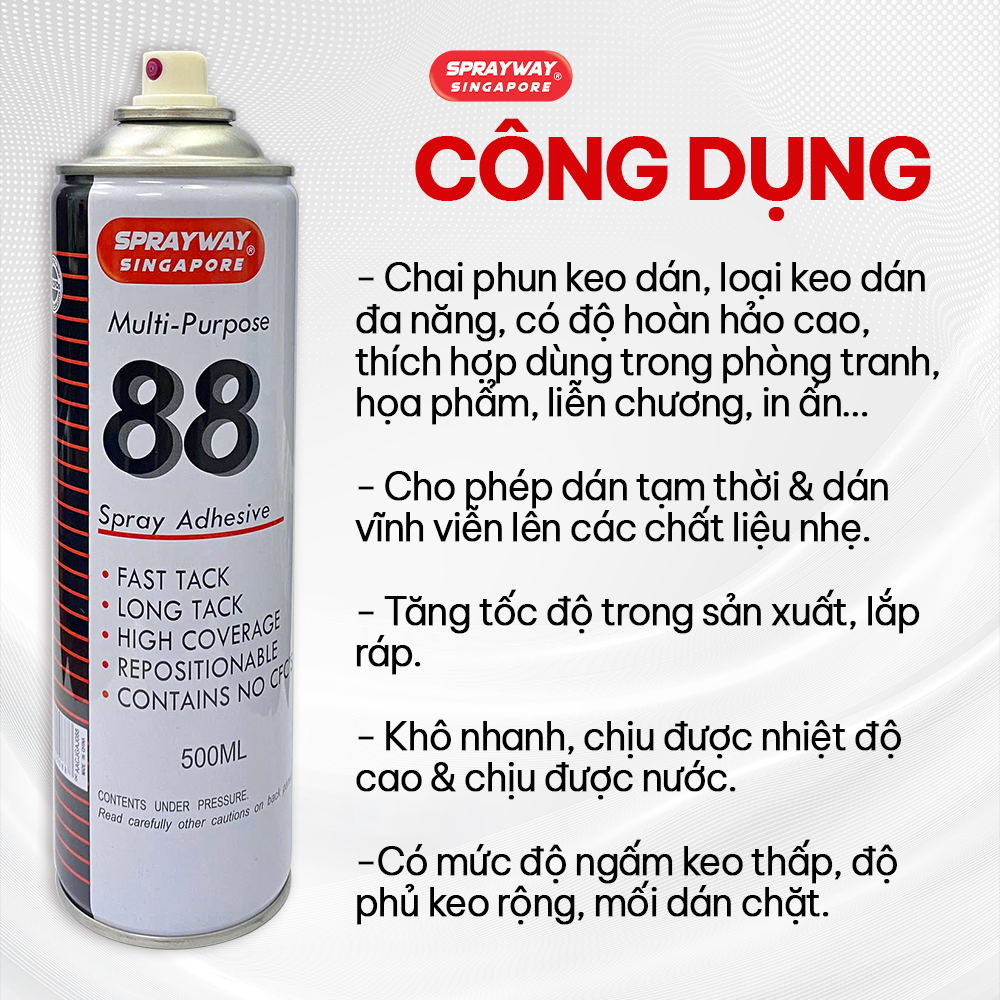 MUTIL-PURPOSE SPRAY ADHESIVE | HÀNG CHÍNH HÃNG KEO XỊT ĐA NĂNG SS 88