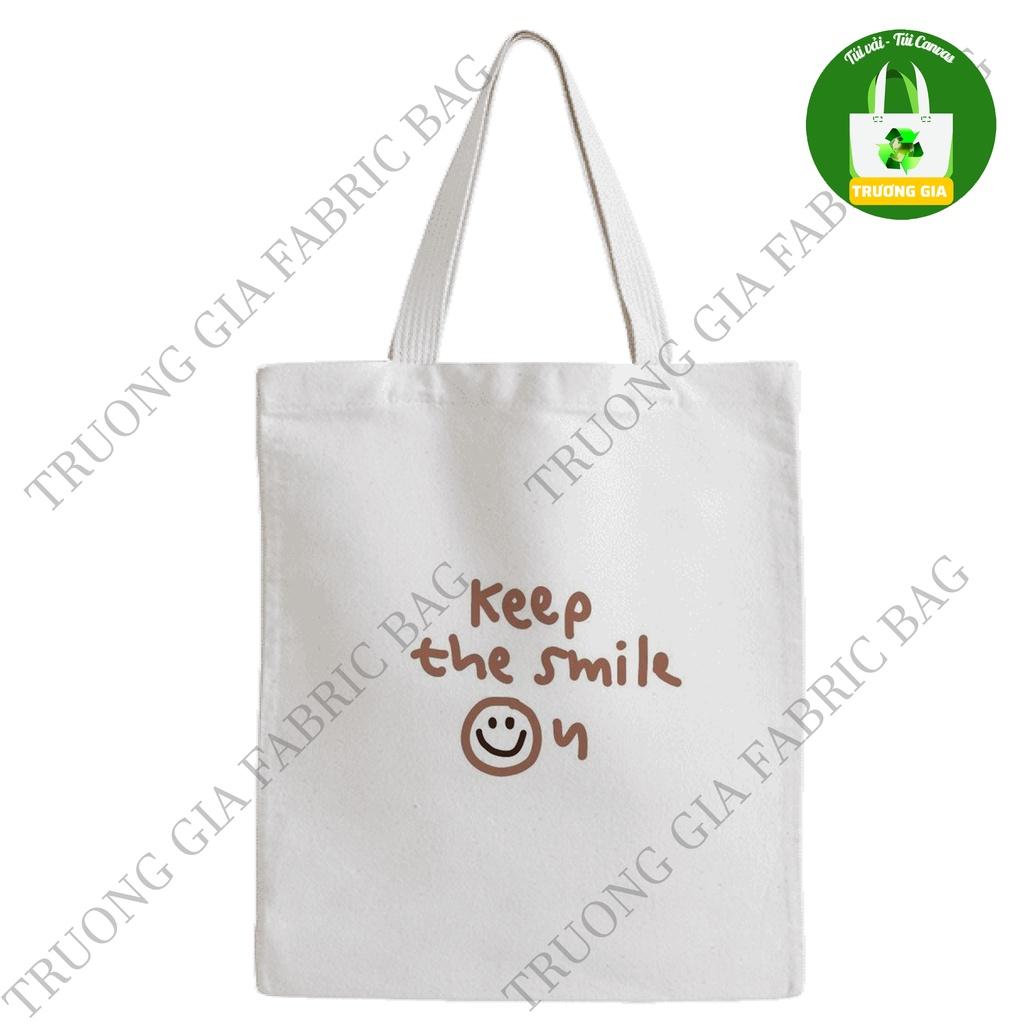 TúI Vải tote canvas Trắng in hình LETTER không khóa kéo 26x33 Trương Gia Túi Vải - Túi Canvas