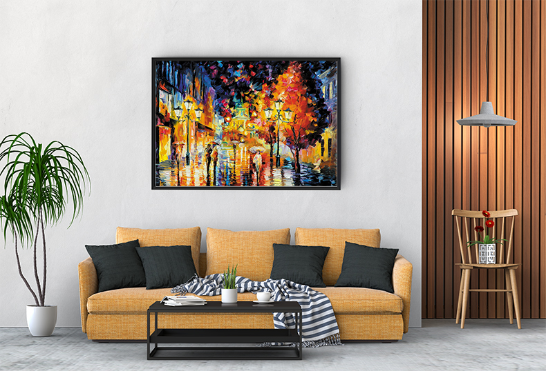 Tranh cao cấp Mưa chiều trên phố cổ Model: AZ1-0247