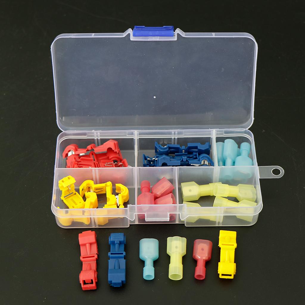 30 Chiếc Chắc Chắn T-Tập Dây Thiết Bị Đầu Cuối Điện Nam Cách Nhiệt Spade Cổng Kết Nối