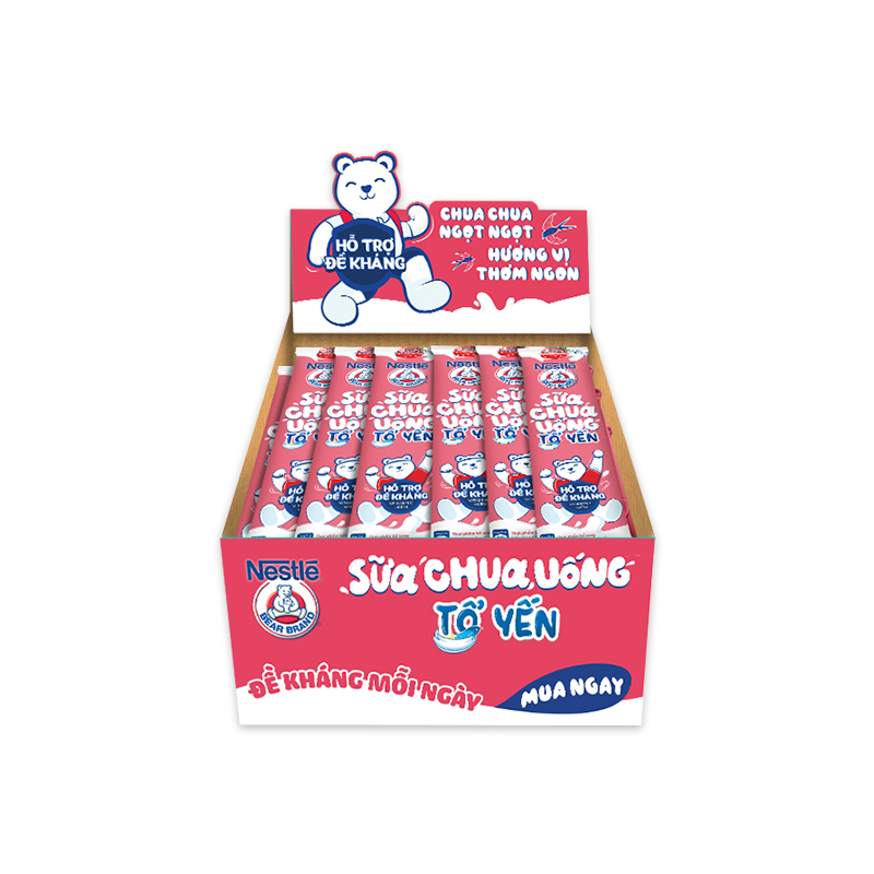 Thùng 28 gói Sữa chua Tổ Yến Nestlé Yogu Gấu Hương Dâu 28x75ml