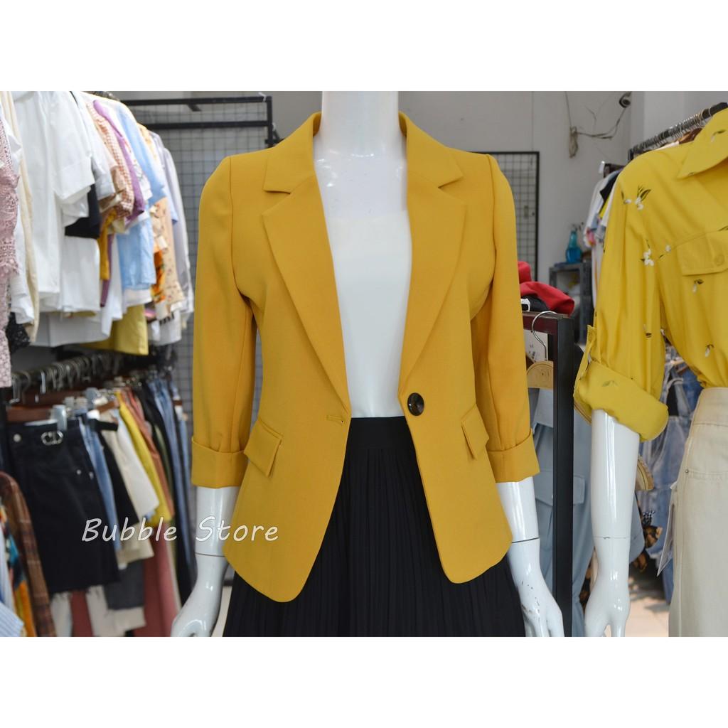 Áo vest nữ, vest công sở, blazer thu đông tay lửng một cúc Size S/M/L/Xl